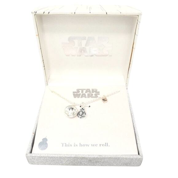Star Wars BB-8 This is How We Roll Necklace Silver-toned NIP - Picture 2 of 8